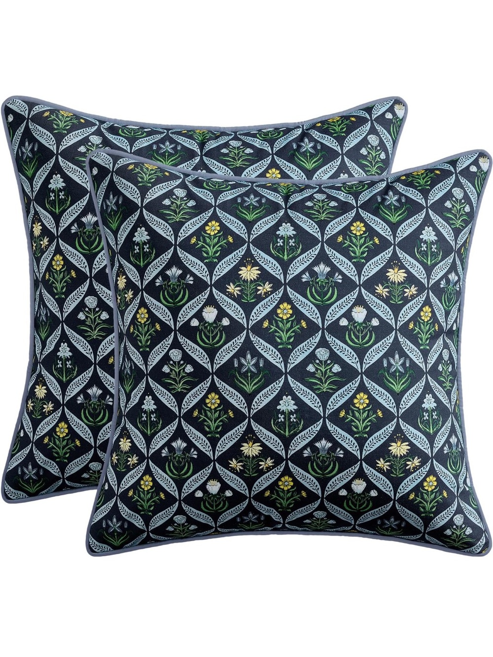Floral Throw Pillow Covers 18x18 Set Of 2 Dark Blue Spring Decorative. 2318/bb8